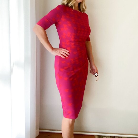 Anne Klein 3/4 length plum orange gathered waist dress - Picture 6 of 10